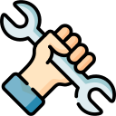 Join us icon showing a hand holding a blue tool